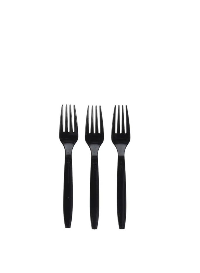 Plastic Fork Heavyweight Disposable Fork Heavy Duty Black Cutlery Plastic Utensils Perfect For Parties And Restaurants 50 Pieces - Image 4