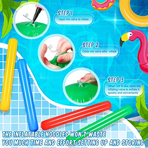 Deekin 4 Pcs Pool Inflatable Sticks Inflatable Pool Noodles Colorful PVC Outdoor Water Games Giant Blow up Noodles for Swimming Pools Adults Beach Lake Party, 41.34 Inch - Image 3