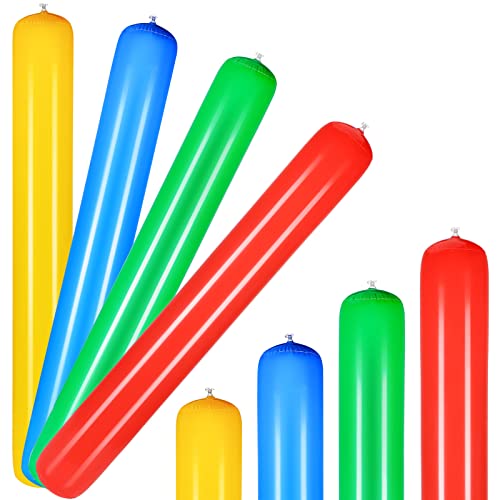 Deekin 4 Pcs Pool Inflatable Sticks Inflatable Pool Noodles Colorful PVC Outdoor Water Games Giant Blow up Noodles for Swimming Pools Adults Beach Lake Party, 41.34 Inch - Image 1