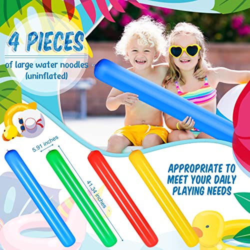 Deekin 4 Pcs Pool Inflatable Sticks Inflatable Pool Noodles Colorful PVC Outdoor Water Games Giant Blow up Noodles for Swimming Pools Adults Beach Lake Party, 41.34 Inch - Image 2
