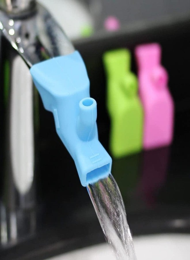 Woffely® 3 Pc's Flexible Silicone Faucet Extension||Tap Extender for wash Your face||Faucet Extender for Drink Water||Fauce for Kitchen & Bathroom [Multicolor] (Pack of 03) - Image 2