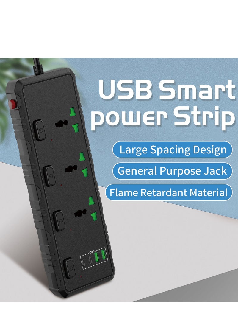 GULFLINK Power Extension Cord 2 Meter Cable With 3 Power Socket 2 USB 2 PD Power Strip White - Image 3