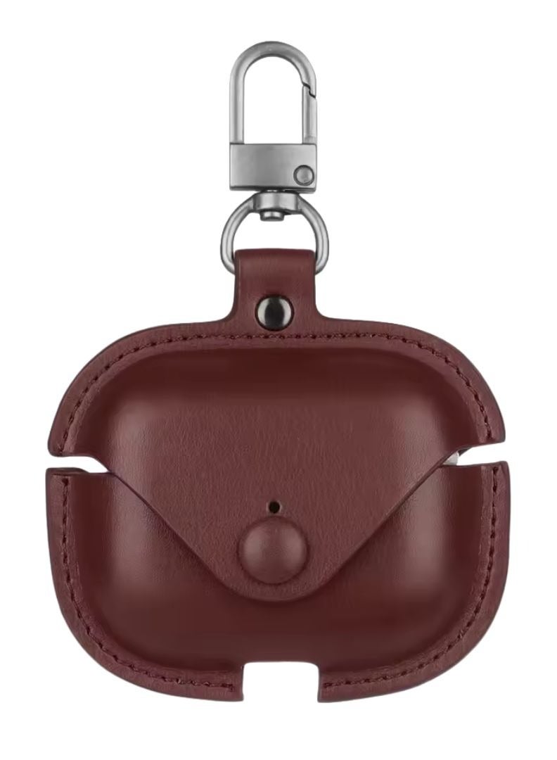 RADSUN AirPods Pro Case (1st & 2nd Generation), PU Leather Protective Cover with Carabiner Clip, Shockproof, Dustproof, and Scratch-Resistant Earbuds Case – Brown - Image 1