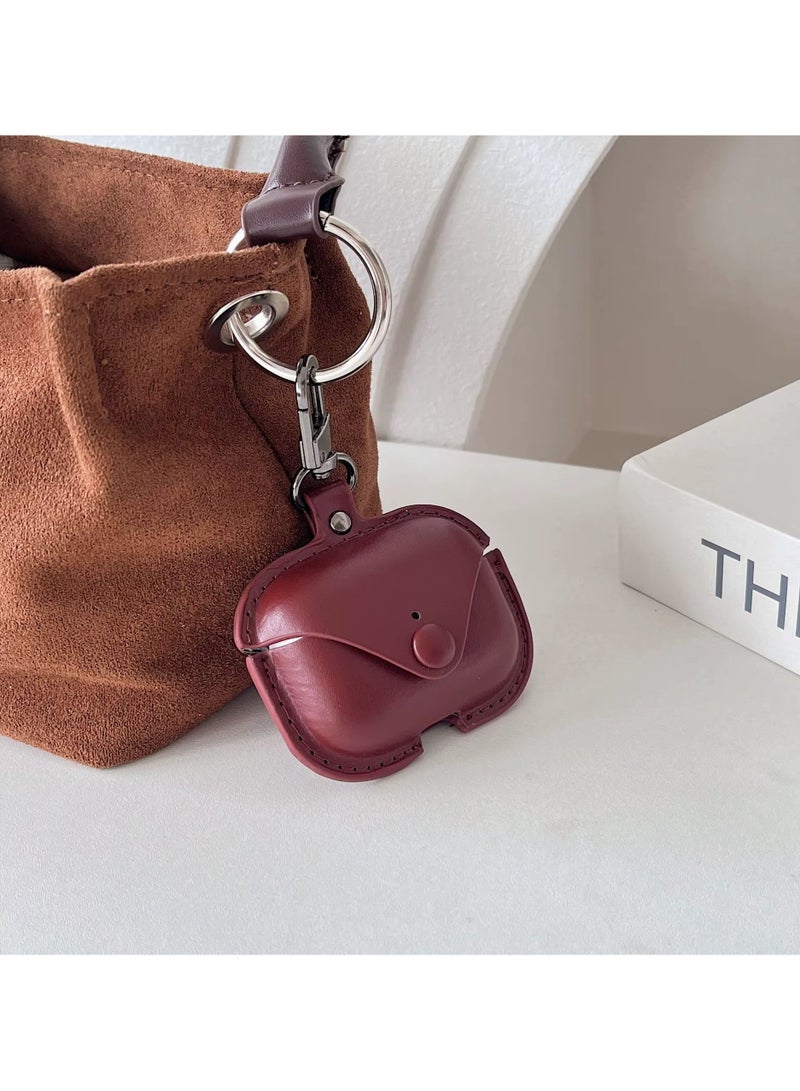 RADSUN AirPods Pro Case (1st & 2nd Generation), PU Leather Protective Cover with Carabiner Clip, Shockproof, Dustproof, and Scratch-Resistant Earbuds Case – Brown - Image 2
