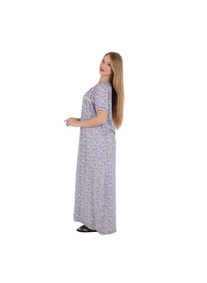zecotex  Women's Egyptian Cotton Floral Nightgown – Soft Breathable Maxi Sleep Dress  Sizes M–6XL – Made in Egypt - Image 4
