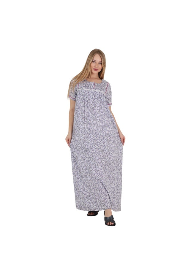 zecotex  Women's Egyptian Cotton Floral Nightgown – Soft Breathable Maxi Sleep Dress  Sizes M–6XL – Made in Egypt - Image 3