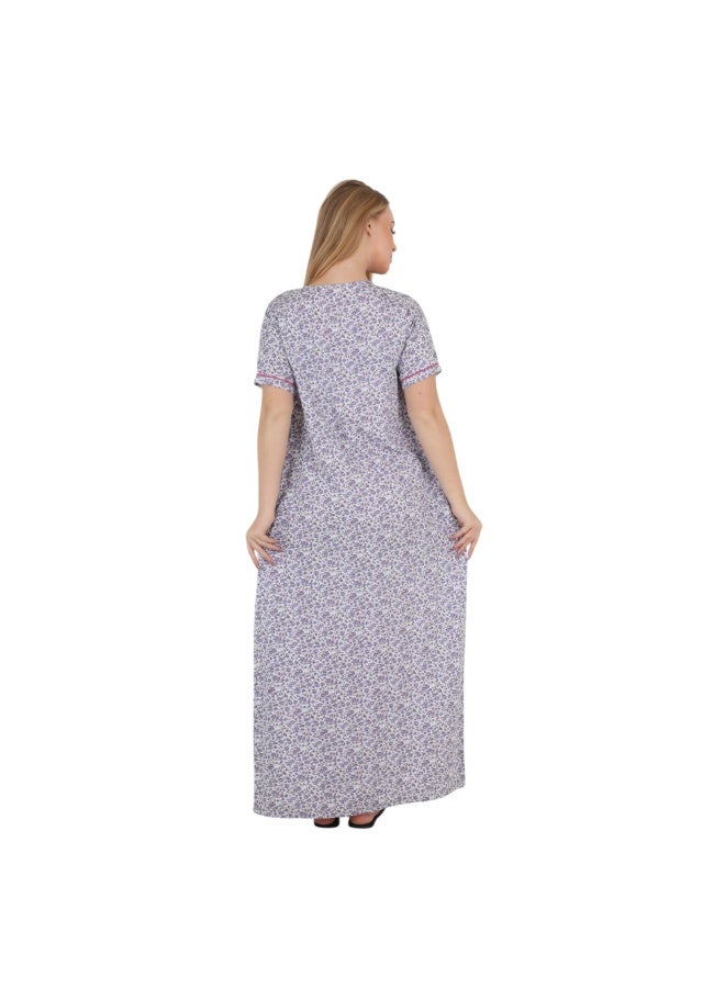 zecotex  Women's Egyptian Cotton Floral Nightgown – Soft Breathable Maxi Sleep Dress  Sizes M–6XL – Made in Egypt - Image 5