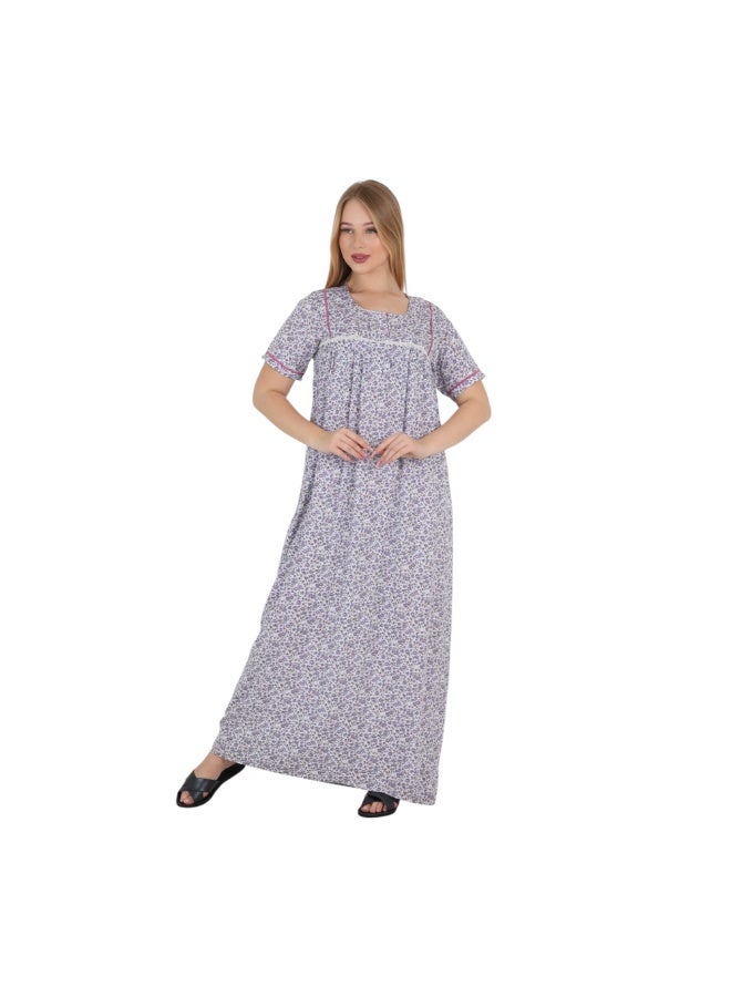 zecotex  Women's Egyptian Cotton Floral Nightgown – Soft Breathable Maxi Sleep Dress  Sizes M–6XL – Made in Egypt - Image 1