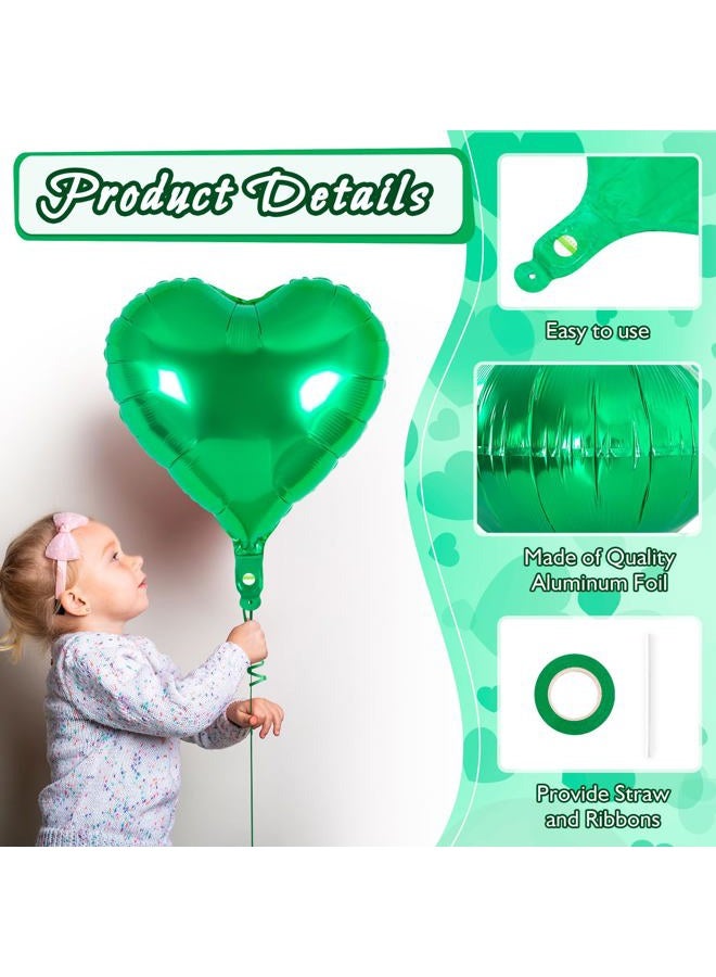 YOTHORN 12 Pcs Heart Balloons,18 inch Heart Shape Foil Balloons Love Balloons Valentine Balloons for Birthday Party Wedding Engagement Party Baby Shower Valentine Day Decorations (green) - Image 5
