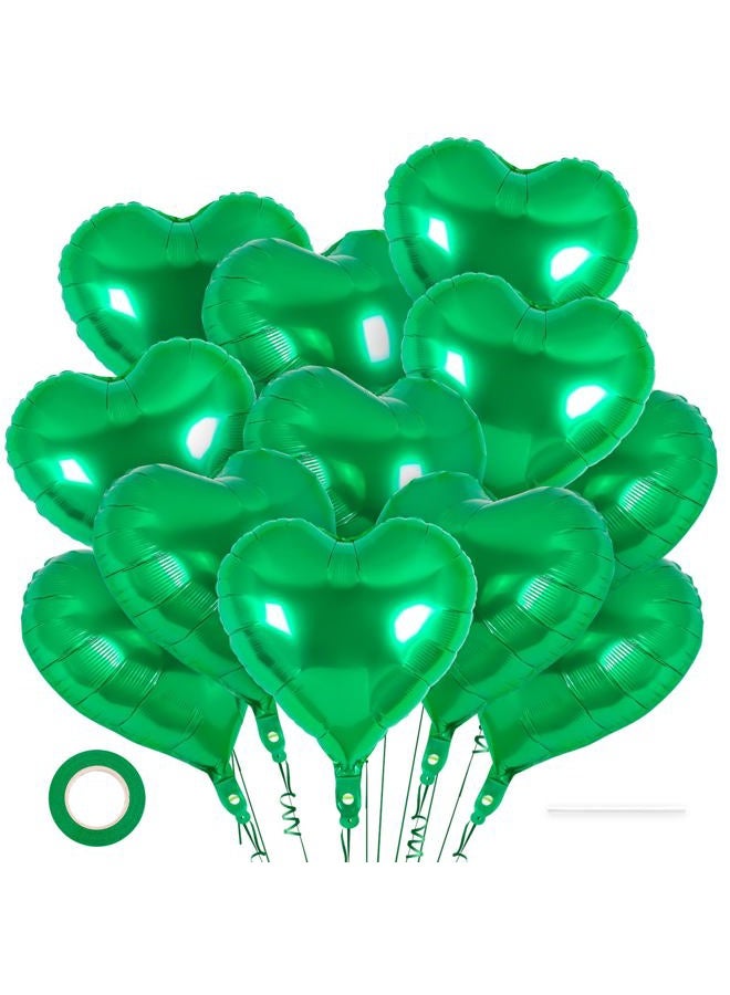 YOTHORN 12 Pcs Heart Balloons,18 inch Heart Shape Foil Balloons Love Balloons Valentine Balloons for Birthday Party Wedding Engagement Party Baby Shower Valentine Day Decorations (green) - Image 1