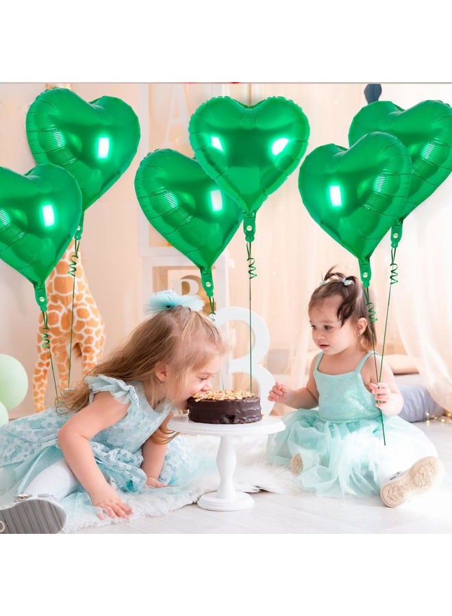YOTHORN 12 Pcs Heart Balloons,18 inch Heart Shape Foil Balloons Love Balloons Valentine Balloons for Birthday Party Wedding Engagement Party Baby Shower Valentine Day Decorations (green) - Image 3