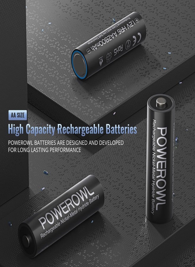 POWEROWL AA Rechargeable Batteries 2800mAh High Capacity Batteries 1.2V NiMH Low Self Discharge Pack of 16 - Image 2