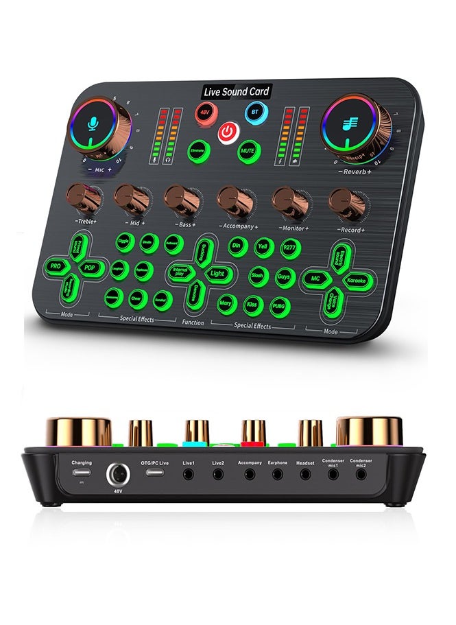Sunbmebge K600 Live Sound Card Audio Mixer,Audio Interface with DJ Mixer Live Sound Effects Voice Changer,48V Phantom Power,Podcast Mixer for Phone PC Live Streaming Recording Tiktok YouTube Gaming  - Image 1