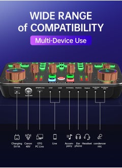 Sunbmebge K600 Live Sound Card Audio Mixer,Audio Interface with DJ Mixer Live Sound Effects Voice Changer,48V Phantom Power,Podcast Mixer for Phone PC Live Streaming Recording Tiktok YouTube Gaming  - Image 4