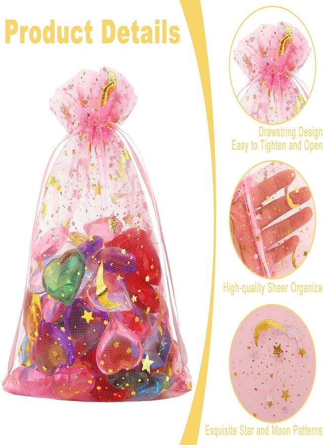 WSepascI Moon Star Organza Bags, 100 Pcs Mesh Organza Bags 4×6 Inches with Drawstring, Mixed Color Small Mesh Drawstring Bag, Jewelry Gift Pounches for Wedding Candy Halloween Christmas Festival Party Favor - Image 3