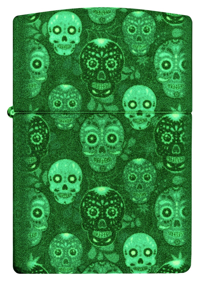 Zippo - 46017 49193 Sugar Skulls Design Glow In The Dark Windproof Lighter - Image 1