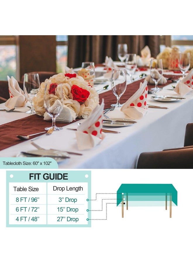 EMART EMART 6 Pack Rectangle Table Cloth, 60 x 102 inch White 100% Polyester Thickened Fabric for Banquet Wedding Party Rectangular Tablecloths, Stain Resistant and Washable - Image 4