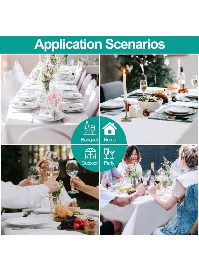 EMART EMART 6 Pack Rectangle Table Cloth, 60 x 102 inch White 100% Polyester Thickened Fabric for Banquet Wedding Party Rectangular Tablecloths, Stain Resistant and Washable - Image 5