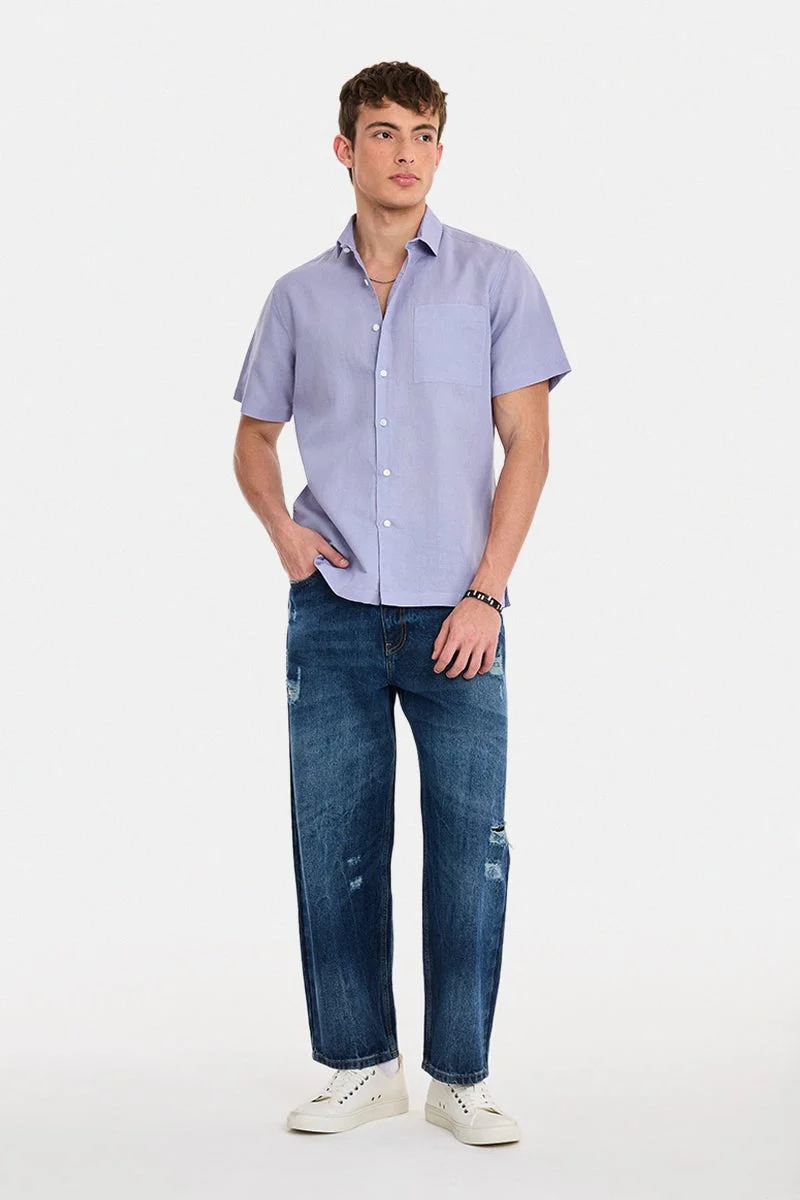 SNITCH Lavender Solid Half Sleeve Regular Fit Shirt