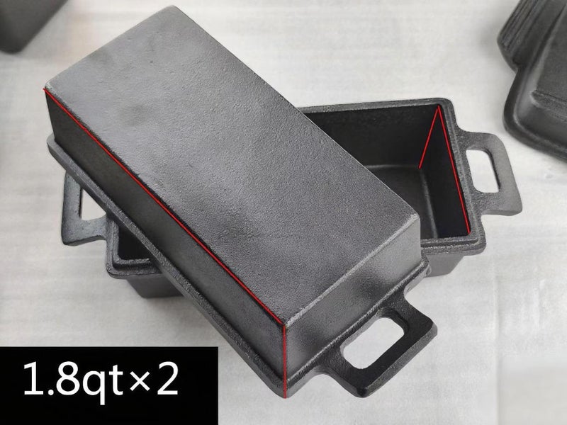 Voulosimi 2-In-1 Cast Iron Oven Pan - 9"x5" Durable Loaf Pans Rectangular Baking Pan set for home baking, 2 Piece Set -1.8 QTÃ—2 Pcs (Silicone mats, Bread Pan 3 Set) - Image 2