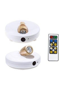 Honwell  LED Spotlight 2 Pack LED Accent Lights Wireless Puck Light with Remote and AA Powered Warm White Light Closet Light with Rotatable Lights Head Stick-on Anywhere Indoor-110 Lumens
