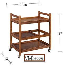 VM DECOR Wooden Wine cart Serving bar Trolley with Wheel Black Finish (20×13×27 inches, Black) Style 1021 - Image 5