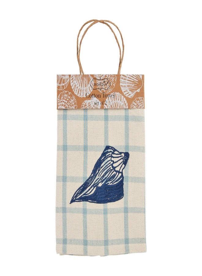 Mud Pie Conch Embroidered Sea Towel; 21" x 14" - Image 1