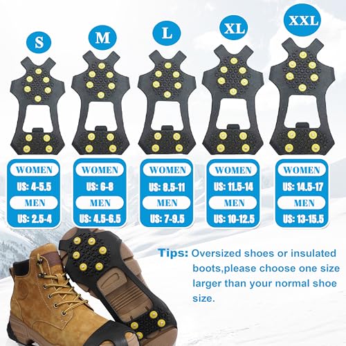 Shaddock Fishing Ice Cleats Snow Traction Cleats Crampons for Shoes and Boots Anti Slip Rubber Snow Cleats Overshoe Footwear Protable Grippers for Walking on Snow and Ice Men Women Hiking Climbing Ice Fishing - Image 2
