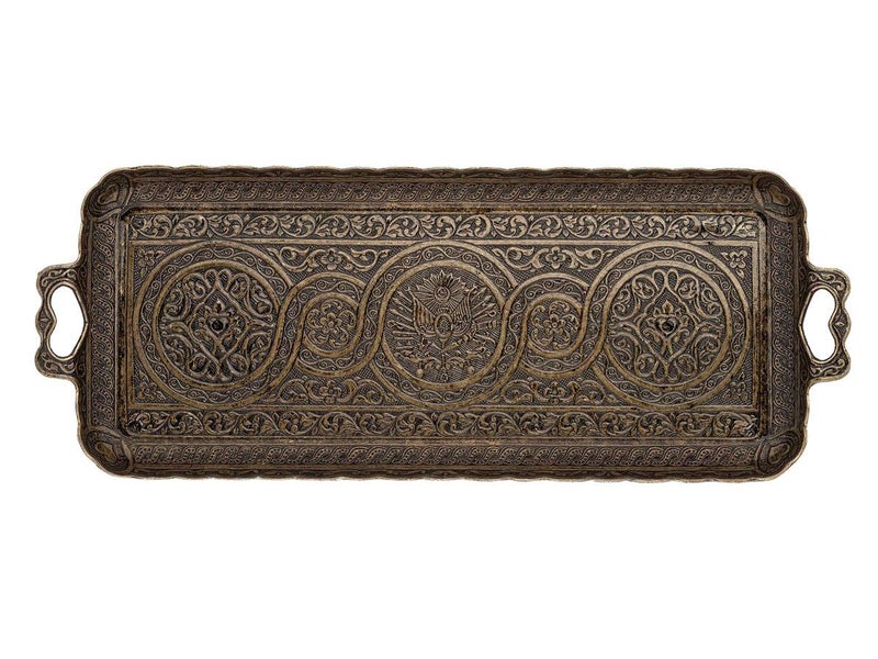 Alisveristime Turkish Ottoman Coffee Tea Beverage Serving Rectangle Tray (Small Tray) (13 INC*5.5 INC) (Autentic) - Image 5