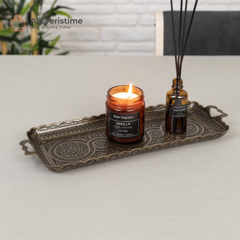 Alisveristime Turkish Ottoman Coffee Tea Beverage Serving Rectangle Tray (Small Tray) (13 INC*5.5 INC) (Autentic) - Image 4