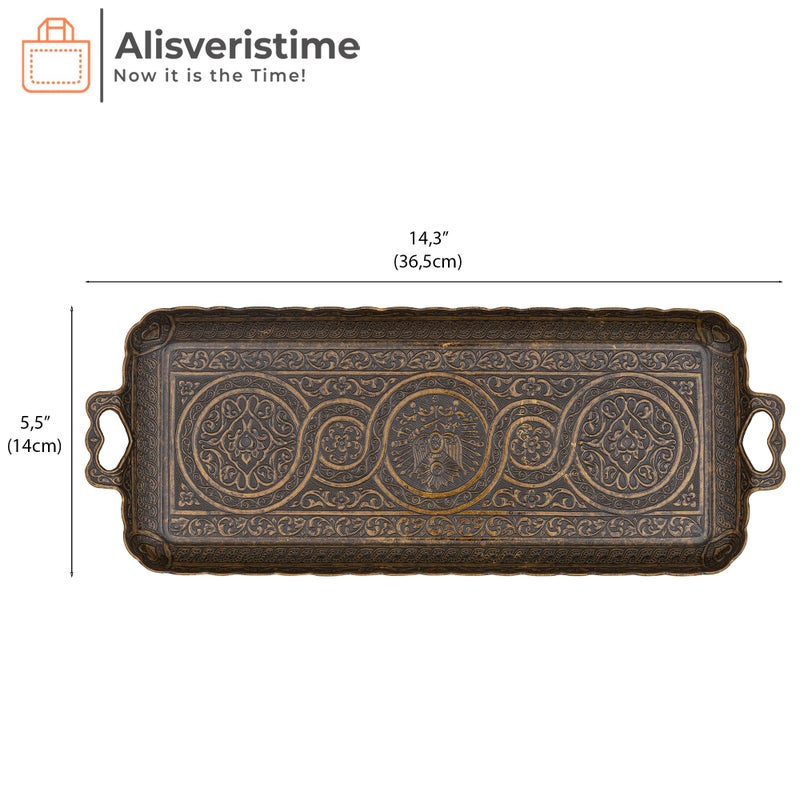 Alisveristime Turkish Ottoman Coffee Tea Beverage Serving Rectangle Tray (Small Tray) (13 INC*5.5 INC) (Autentic) - Image 3