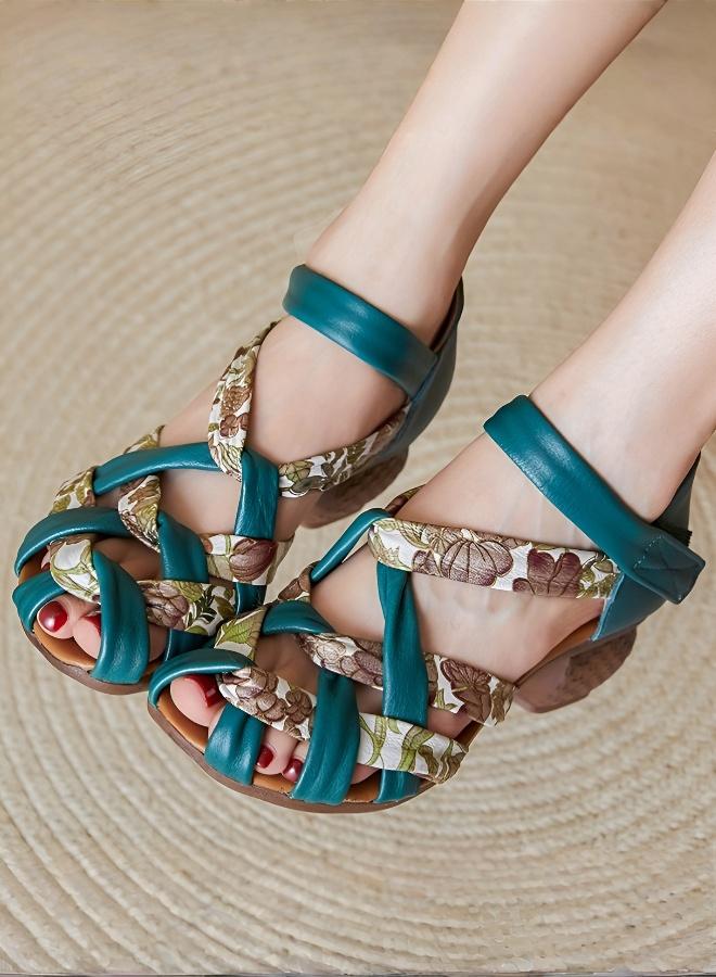 Casual High-Heeled Sandal with Soft Surface - Image 1