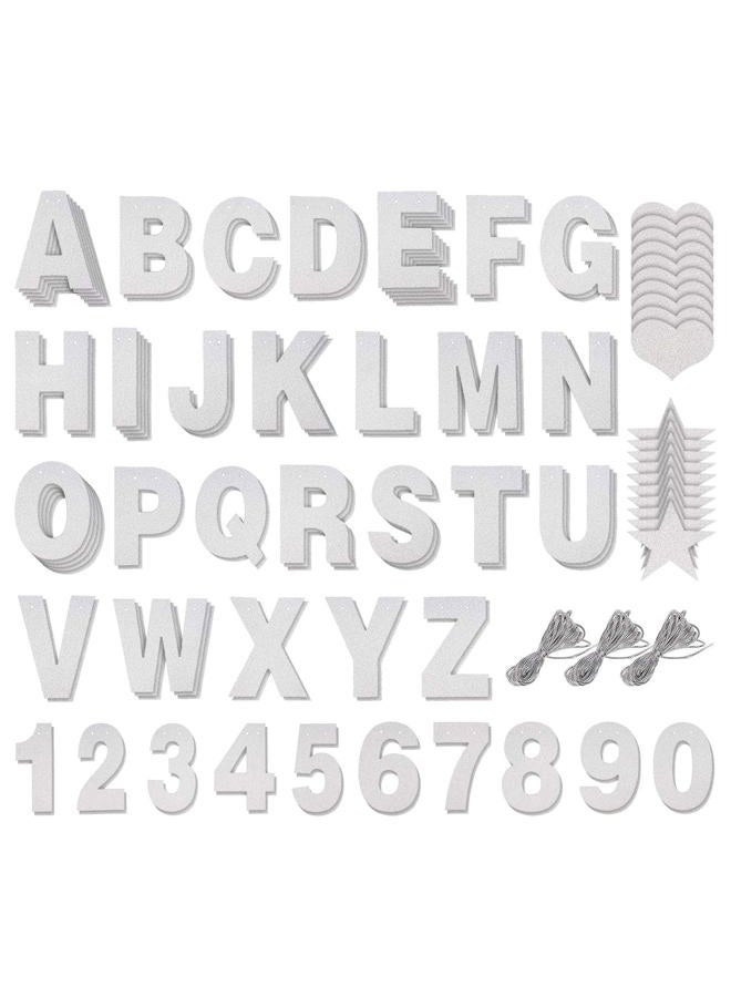 Juvale Custom Banner Kit - 125-Piece Customizable Banner Letters, Numbers, and Symbols, Silver Glitter DIY Letter Banner - Image 1