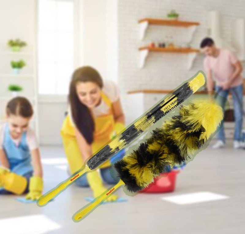 Homfine Pack of 2 Works Like Magic Fiber Static Feather Duster for Dusting, Home Cleaning Multipurpose Use (Multi Colour, 2 Pcs) Billy Duster Black and Yellow - Image 5