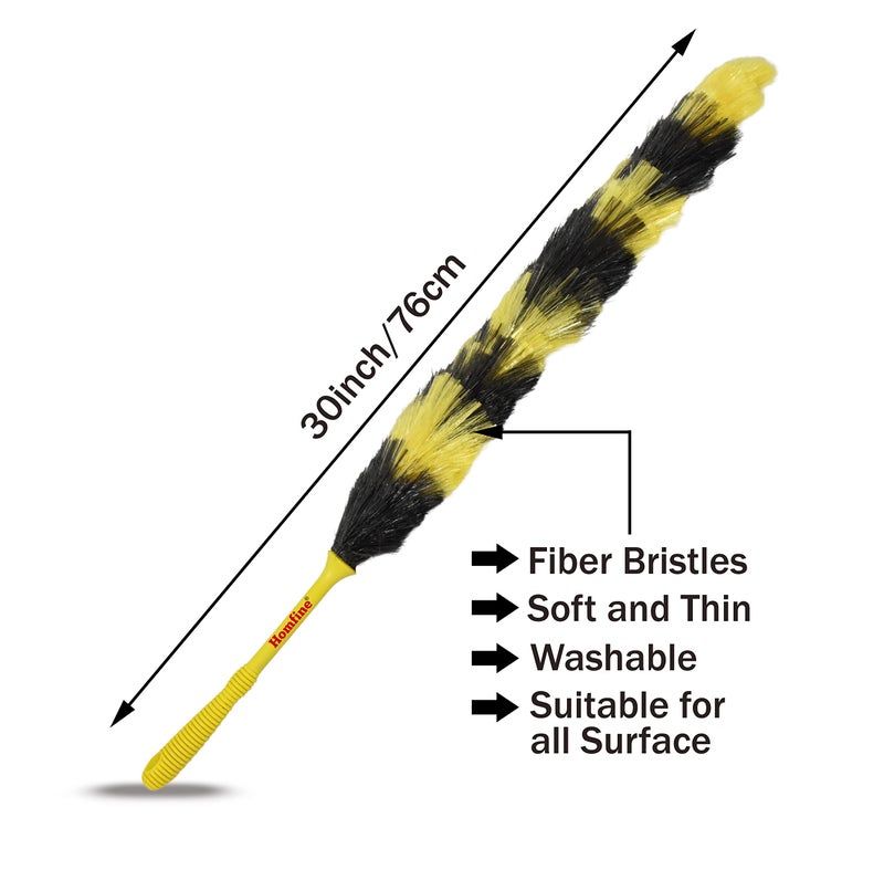 Homfine Pack of 2 Works Like Magic Fiber Static Feather Duster for Dusting, Home Cleaning Multipurpose Use (Multi Colour, 2 Pcs) Billy Duster Black and Yellow - Image 2
