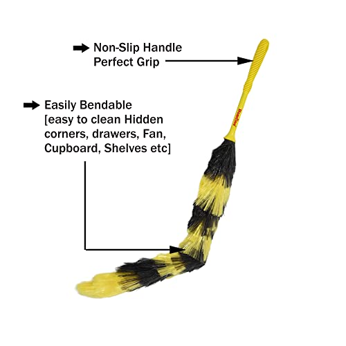 Homfine Pack of 2 Works Like Magic Fiber Static Feather Duster for Dusting, Home Cleaning Multipurpose Use (Multi Colour, 2 Pcs) Billy Duster Black and Yellow - Image 4