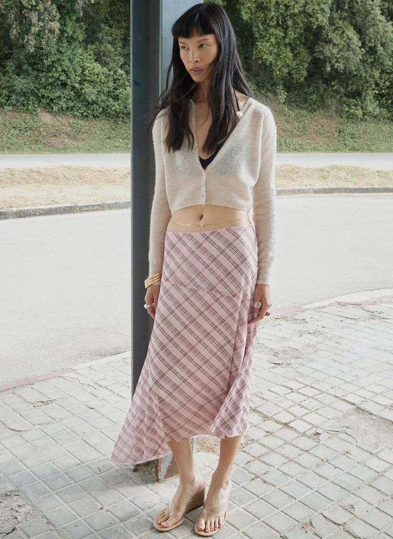 Mango Checked Asymmetric Skirt