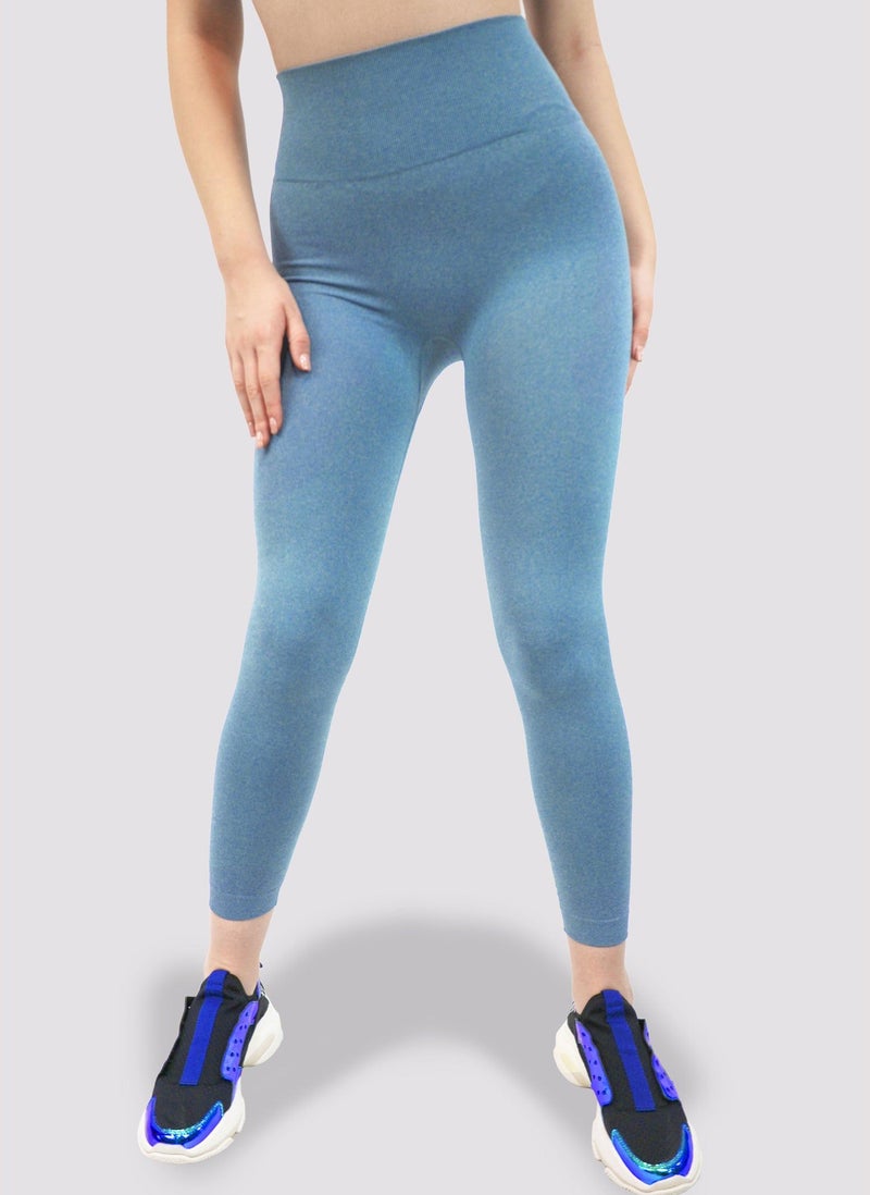 KIDWALA Lounge Leggings - High Waisted Workout Gym Yoga Basic Pants For Women (Small, Blue) - Image 4