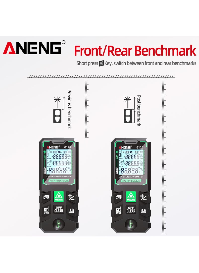 ANENG - 50M/70M/100M/120M Digital Green Laser Distance Meter with Bubble Level Handheld Green Beam Laser Measure LCD Mini Outdoor Rangefinder Distance/Area/Volume/Pythagorean Measuring Tool Unit Switching - Image 1
