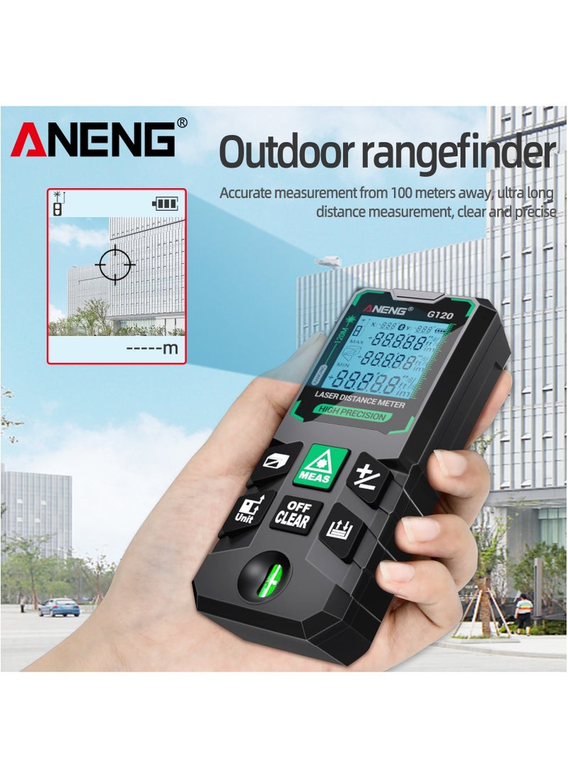 ANENG - 50M/70M/100M/120M Digital Green Laser Distance Meter with Bubble Level Handheld Green Beam Laser Measure LCD Mini Outdoor Rangefinder Distance/Area/Volume/Pythagorean Measuring Tool Unit Switching - Image 1