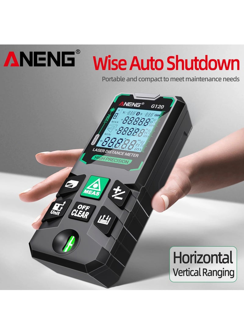 ANENG - 50M/70M/100M/120M Digital Green Laser Distance Meter with Bubble Level Handheld Green Beam Laser Measure LCD Mini Outdoor Rangefinder Distance/Area/Volume/Pythagorean Measuring Tool Unit Switching - Image 1