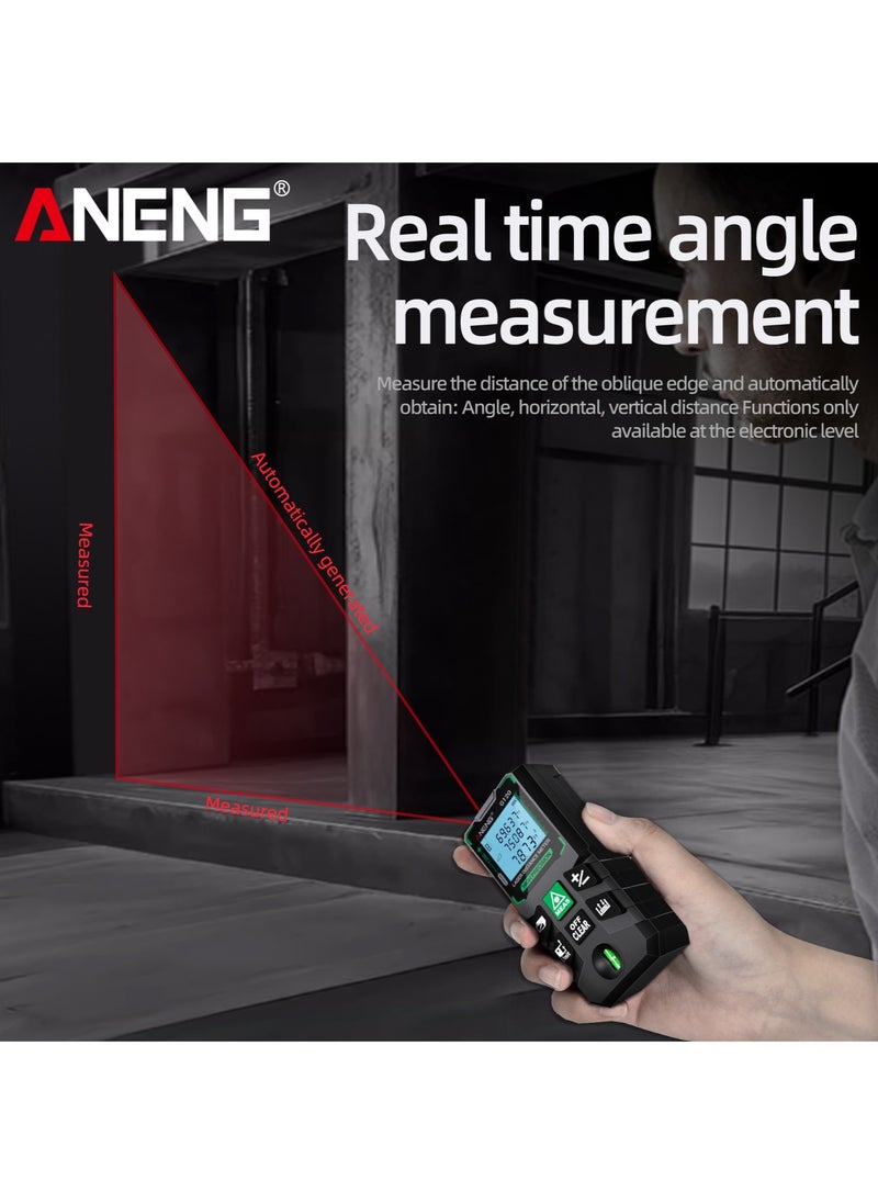 ANENG - 50M/70M/100M/120M Digital Green Laser Distance Meter with Bubble Level Handheld Green Beam Laser Measure LCD Mini Outdoor Rangefinder Distance/Area/Volume/Pythagorean Measuring Tool Unit Switching - Image 1