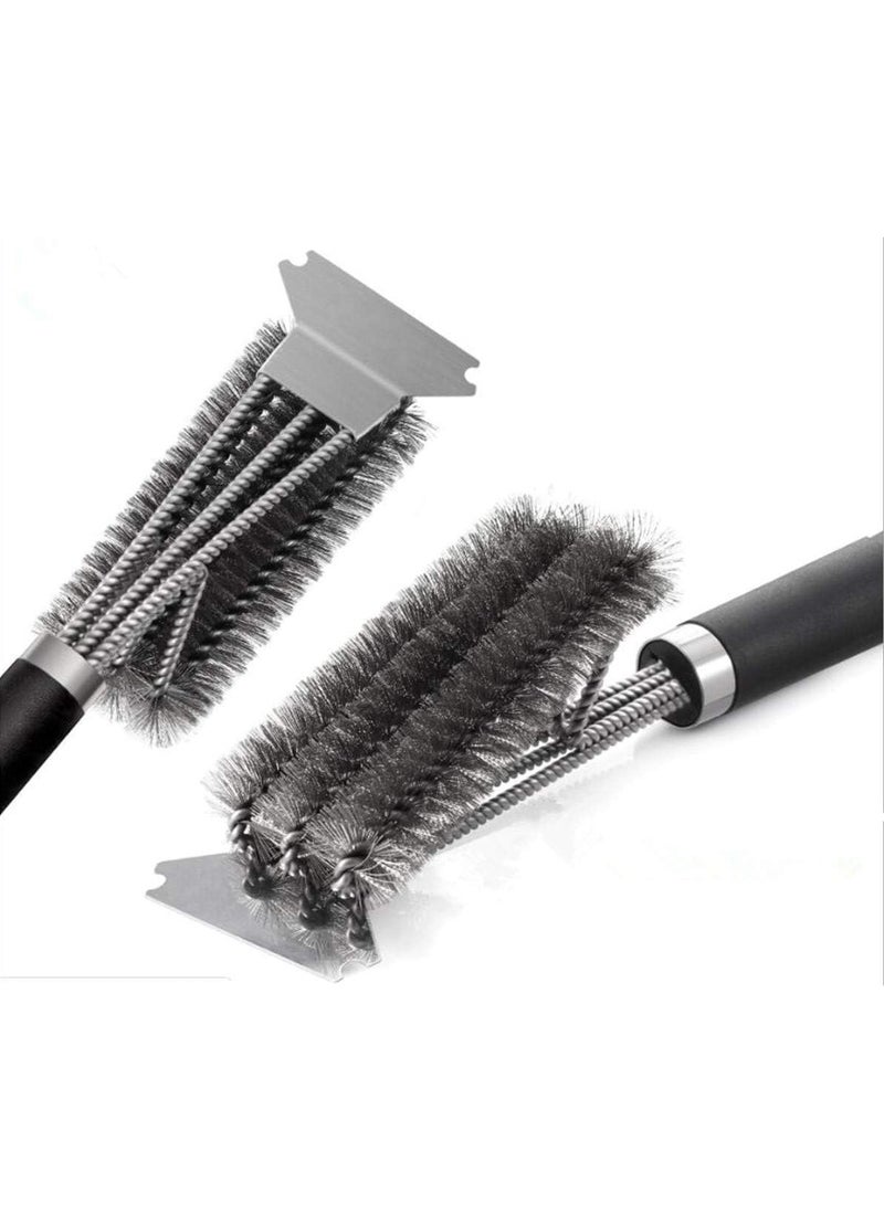 سجن سفما الشواء نظيفة الفرشاة والكشح للشواء- اكسسوارات الشواء نظيفة قوية إضافية - سلك آمن فرشاة 18 "الفولاذ المقاوم للصدأ الشواء ثلاثية الكشح تنظيف الفرشاة للشباك الشواء الغاز / الفحم ويبر - Image 3