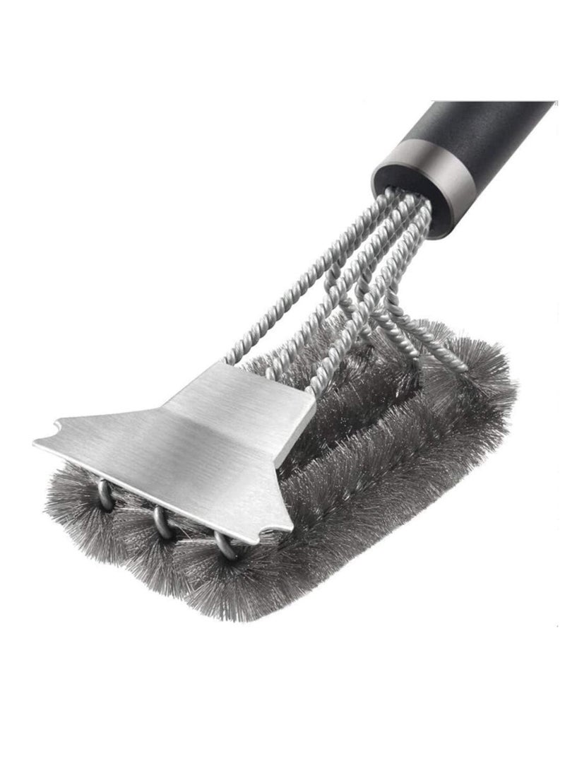 سجن سفما الشواء نظيفة الفرشاة والكشح للشواء- اكسسوارات الشواء نظيفة قوية إضافية - سلك آمن فرشاة 18 "الفولاذ المقاوم للصدأ الشواء ثلاثية الكشح تنظيف الفرشاة للشباك الشواء الغاز / الفحم ويبر - Image 1