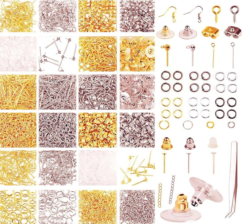 DIY Crafts DIY Crafts 25 Gram, Antique Gold, Earring Making Kit Jewelry Makes Supplies Earring Post Jump Rings Earring Back Tweezers Jump Ring for Earring Jewelry DIY Making Women & G (25 Gram, Antique Gold)  - Image 1