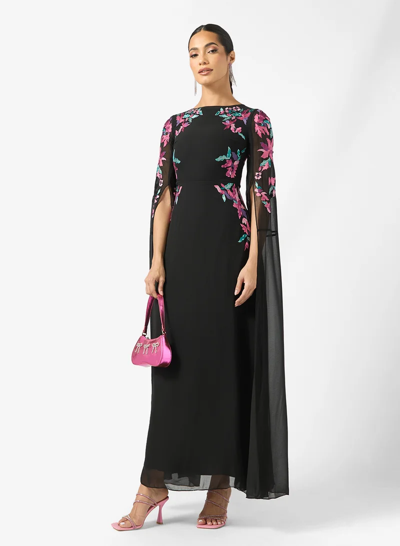 Frock and Frill Cape Sleeve Embellished Frill Detailed Dress