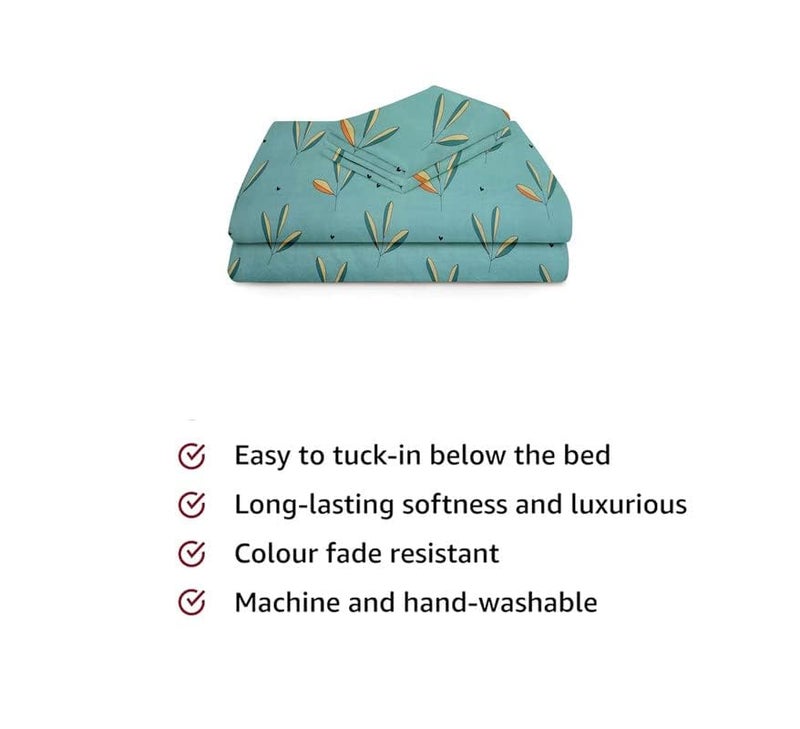 BSB ملاءة سرير مفرد من BSB HOME بملمس قطن فاخر مع غطاء وسادة واحد لسرير/ديوان/ 4x6 180 Tc (152 x 228 سم، أخضر نعناعي) - Image 3
