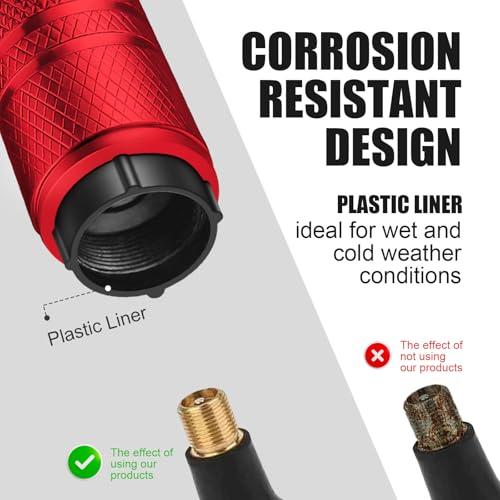 DESOUL Tire Valve Stem Caps - (4 Pack) Premium Metal Air Caps with Plastic Liner, Durable, Corrosion Resistant and Leak-Proof, Universal Fit for Cars, Trucks, Motorcycles, and Bikes - Red - Image 2
