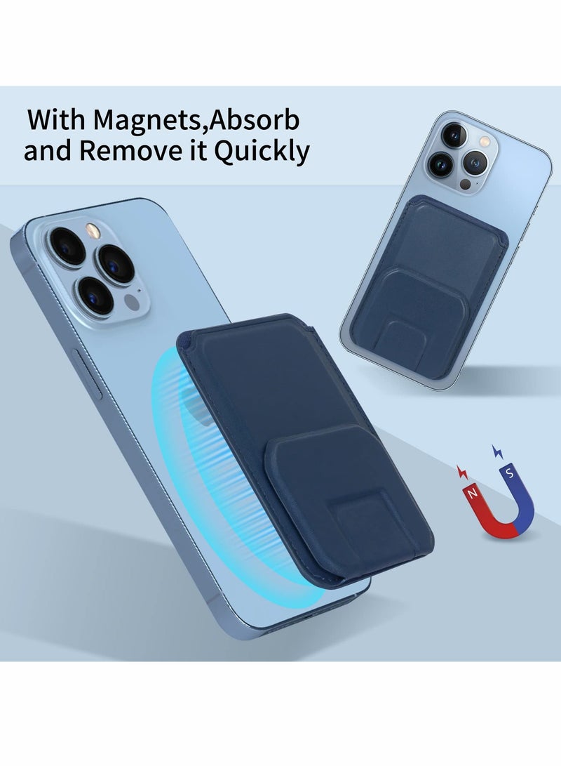 Card Holder for Back of Phone, Magnetic Phone Stand Wallet Apple MagSafe, Sleeve Stick on as Detachable Compatible iPhone 12 Pro MAX（Navy） - Image 4