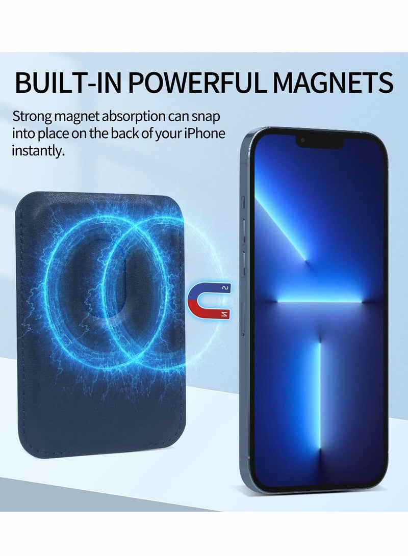 Card Holder for Back of Phone, Magnetic Phone Stand Wallet Apple MagSafe, Sleeve Stick on as Detachable Compatible iPhone 12 Pro MAX（Navy） - Image 3